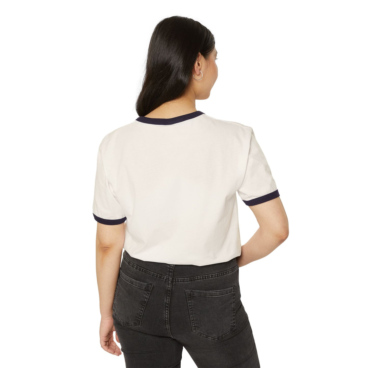 Unisex Cotton Ringer T-Shirt with Elegant Bird Design - Casual Everyday Wear