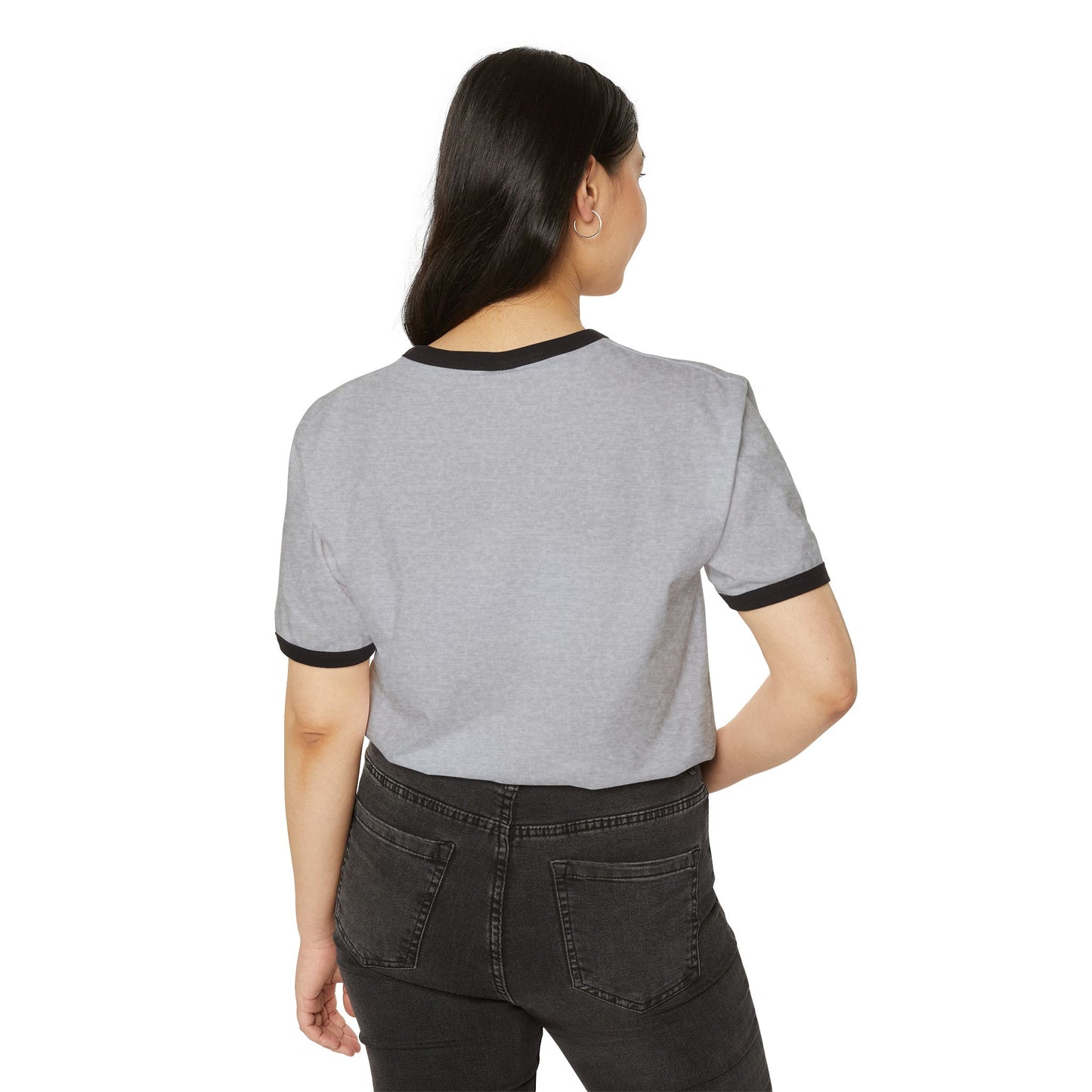 Unisex Cotton Ringer T-Shirt with Elegant Bird Design - Casual Everyday Wear