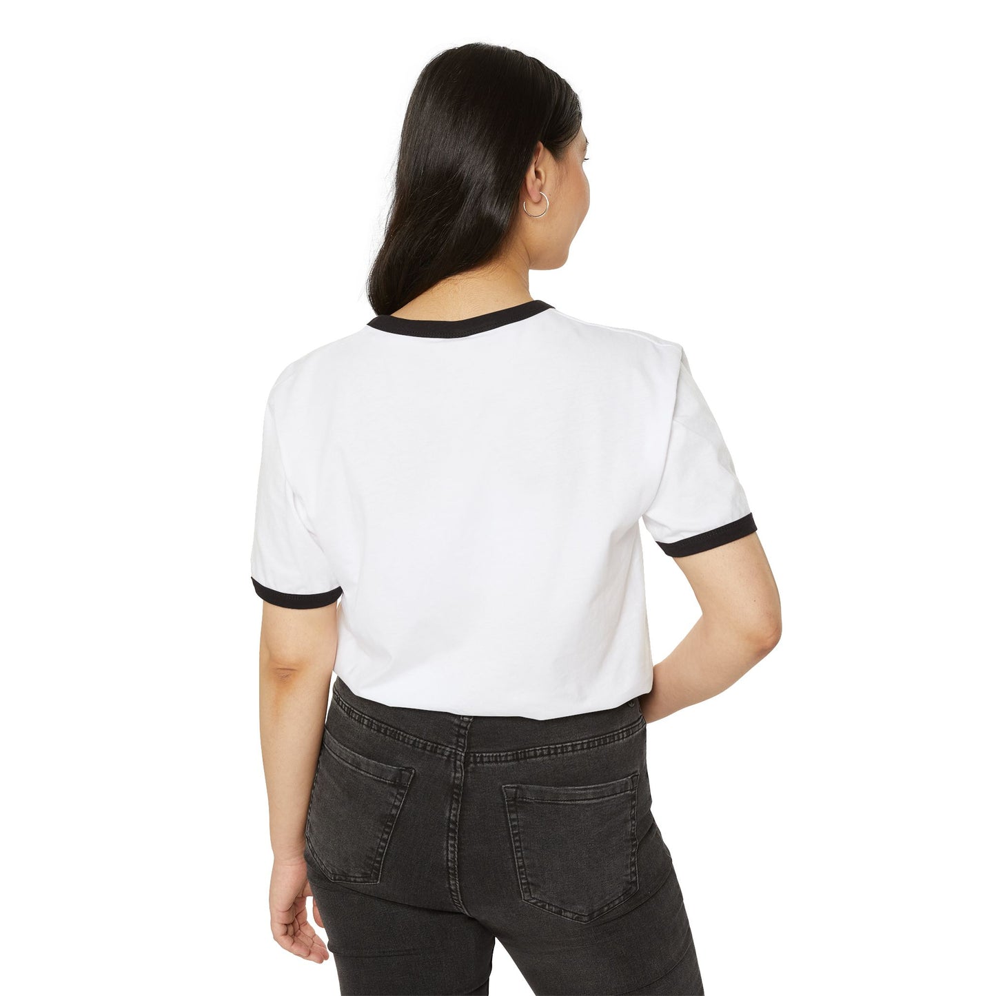 Unisex Cotton Ringer T-Shirt with Elegant Bird Design - Casual Everyday Wear